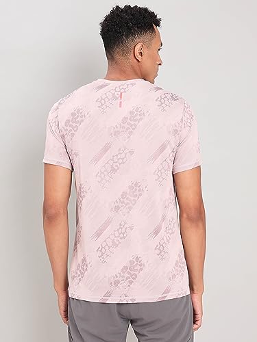 Image of TECHNOSPORT Men Polyester Regular Fit Half Sleeve Jacquard T-Shirt with Double Cool, Quick Dry & Anti Microbial for Sports, Running & Casual Use