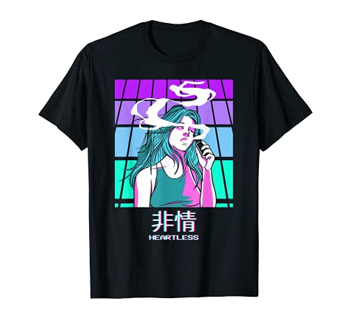 Heartless Retro Anime Girl Vaporwave Aesthetic Alt Indie Camiseta