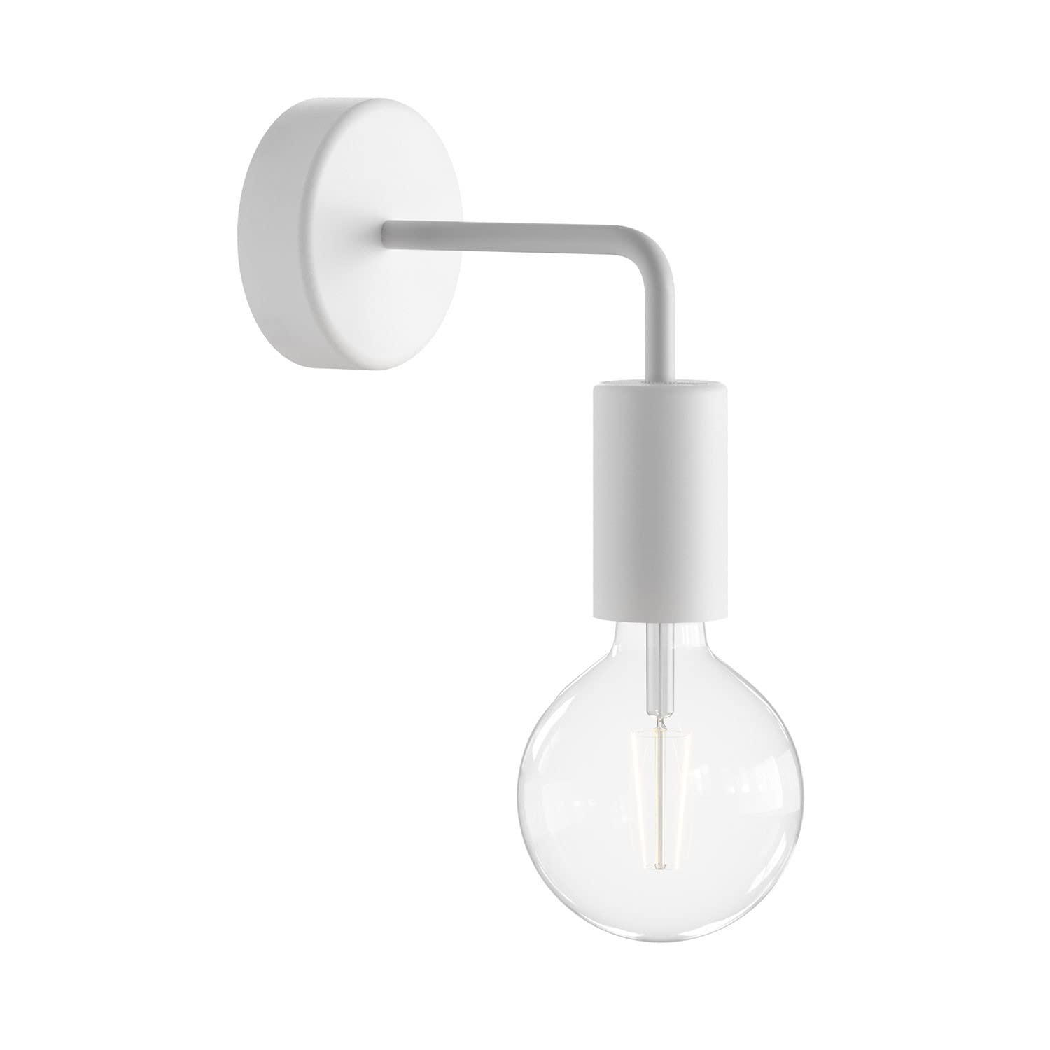 creative cables Fermaluce EIVA ELEGANT con estensione a L, rosone e portalampada IP65 waterproof - Con lampadina, Bianco
