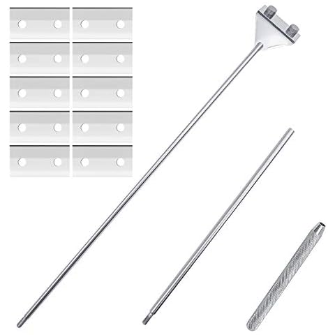 Famgee Aquarium Fish Tank Tools Kit Stainless Steel Algae Cleaning Scraper Razor Cleaner With 10 Pcs Blades (26 Inch) Cover