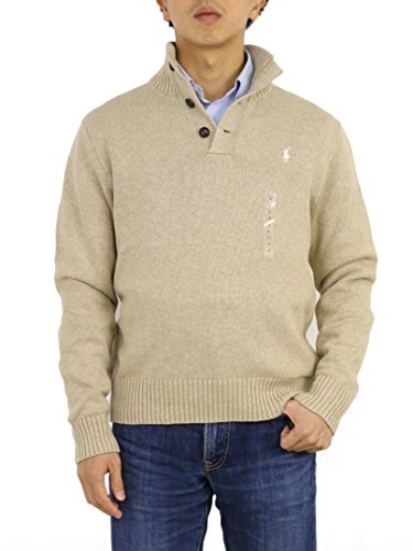 Polo Ralph Lauren Men's 3 Button Mock Neck Sweater (Carcas Tan, X