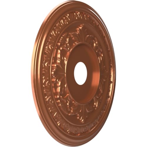 Image of Ekena Millwork CMP22BABCO Baltimore Thermoformed PVC Ceiling Medallion (Fits Canopies up to 7 3 /4 inch), 22 inchOD x 3 1 /2 inchID x 1 inchP, Bright Coat Copper