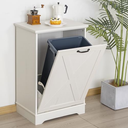 TDLEAYYD 13 Gallons Tilt Out Trash Can Cabinet, Wooden Trash