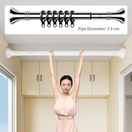 Barre de rideau de douche robuste sans perçage, rail extensible vert 360-450cm