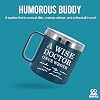 A Wise Doctor Once Wrote Insulated Coffee Cup 14oz With Handle And Lid Doctor Gifts Physician Medical Student MD Dr Husband Wife Dad Mom Stainless Steel Vacuum Insulated Camping Travel Mug (Blue)