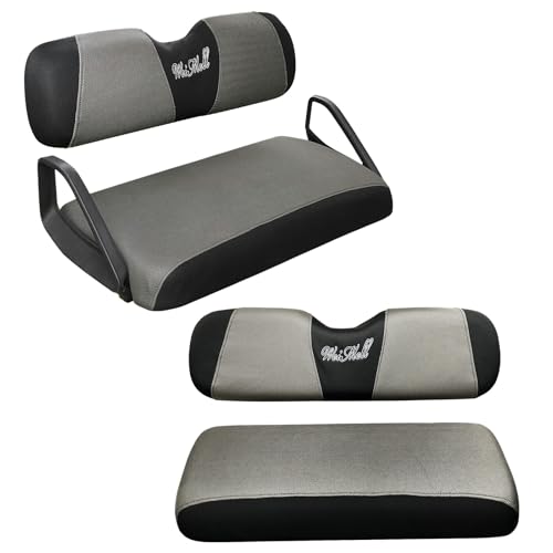 WEIMELL Golf Cart Seat Covers Front and Rear Set for EZGO TXT EZGO RXV Club Car DS After 2000 Front Seat Cover & Aftermarket Regular Back Seat Cushion Covers Black&Gray