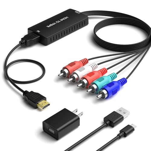 Dingsun HDMI to Component Converter, Convert HDMI Input to Analog YPbPr Video and R/L Audio Signals for Output to TV