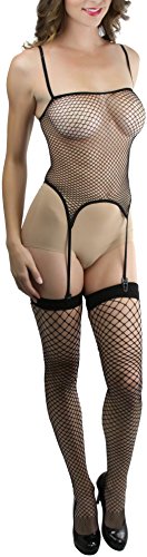 Image of ToBeInStyle Women's Bodystocking Bustier Garter Lingerie Suspender Thigh High Stockings