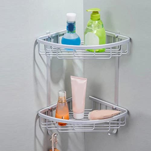 Estante de esquina de aluminio duradero: organizador de ducha triangular de 2 niveles 5