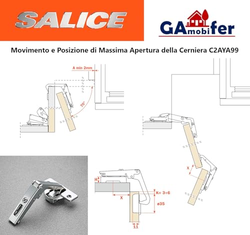 Charnière SALICE meuble d'angle double col C2AYA99 articulation fluide - 4