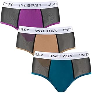 INNERSY Period Pants Extra Protection Mesh Menstrual Underwear Ladies Leakproof Cotton Knickers 3 Pack (8, 3 Classic Black)