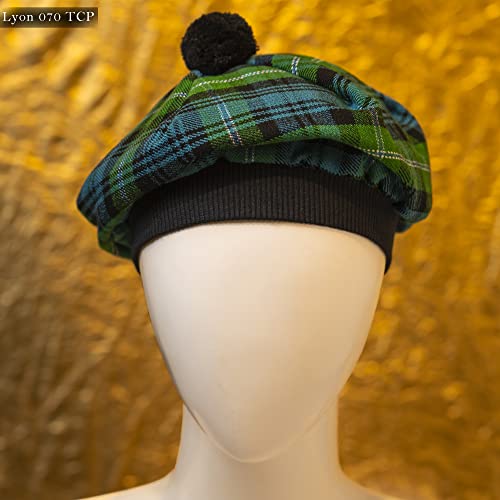 Image of Scottish Tam O' Shanter Hat Tartan Bonnet Pom Pom Wool Flat Cap One Size