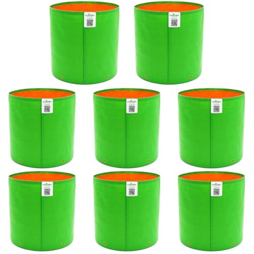 Image of Anandi Green's Premium HDPE Uv Protected 220 GSM Round Shaped Green Colour Plants Grow Bags Suitable for Terrace and Vegetable Gardening (Pack of 8, 9X9 INCH)