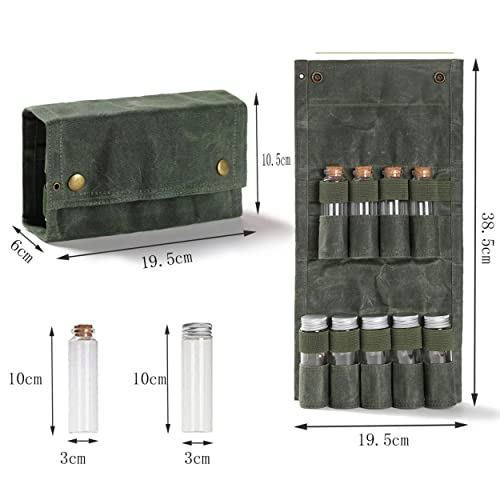 Hensych Outdoor Camping Spice Bottle Bags Set,Portable Canvas Waterproof Camping Picnic Barbecue Seasoning Bottles Storage Bag with 9 Spice Bottles,Camping Portable Spice Kit with 9 Spice Jars - Image 2