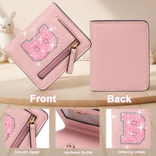Image of Birthday Gifts for Teen Girl Kids Wallet Girl Wallets Small Initial Rfid Wallet Teen Girls Gift Preppy Stuff for Girls Pink B