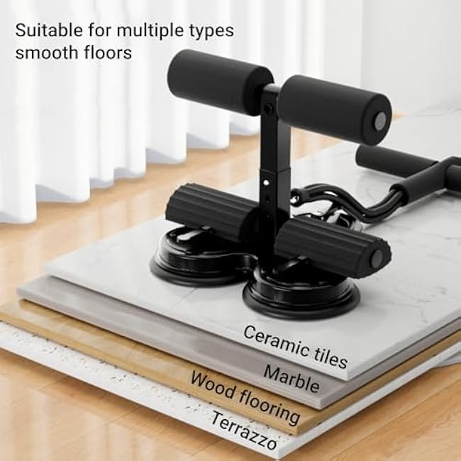 Sit Up Exercise Equipment, Upgraded Sit Up Ab Machine Abdominal Exercise Equipment Height Adjustable with Foot Holder and Triple Suction Cups for Home Gym Strength Training