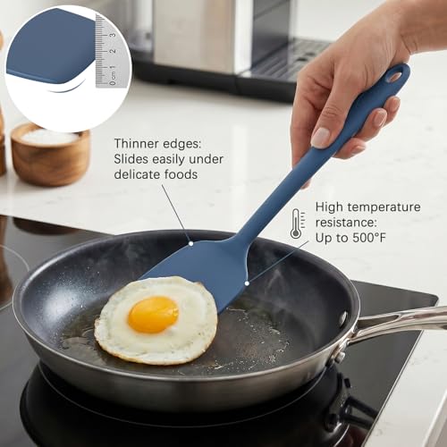 Image of Coukre Silicone Spatula Set of 7, BPA Free Food Grade Silicone Cooking Utensils, Heat Resistant Kitchen Tools for Nonstick Cookware, Dishwasher Safe Spatulas for Cooking and Baking(7,PureDarkBlue)