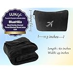 BlueHills Travel Blanket Pillow in Mini Soft Packable Case Premium Plush Airplane Blanket in Portable Compact Pack with Luggage Belt and Carabiner Long Flight Throw Essentials Lightweight- Black M05 - Image 5