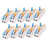 MAGICLULU 10pcs Lever Wire Connector Block Electrical Splice Connectors for Safe Connections Flame-Retardant Insulation Reusable No Tools Required Multi Compatibility