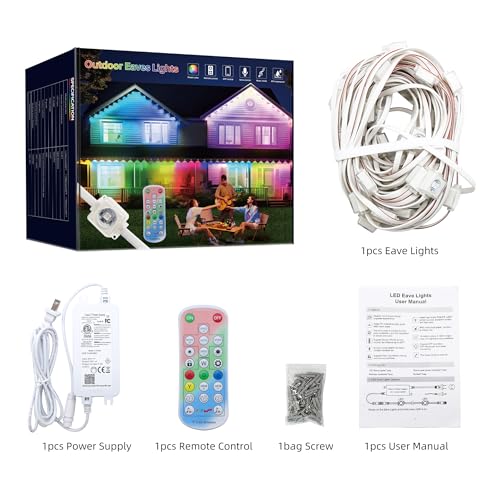 UPONELED Permanent Outdoor Lights for House, 120FT with 72 LED Smart RGB Christmas Outdoor Lights with App/Remote Control, Waterproof IP67 Eaves Light DIY Scene Mode for Holiday Garden Decor by UPONELED - Used condition - Image 9