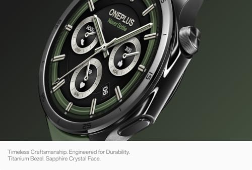 oneplus watch 3 emerald titantium 32gb 120-hour battery health amp fitness tracking sapphire crystal design titanium bezel dual-engine wear-os by google