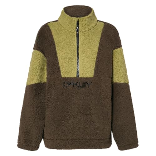 Oakley Protección termonuclear para mujer, forro polar reciclado con media cremallera, Nuevo cepillo oscuro/verde, XXS
