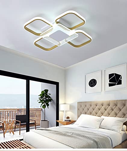 Plafondnier LED dimmable avec télécommande rectangle en métal et acrylique pour chambre