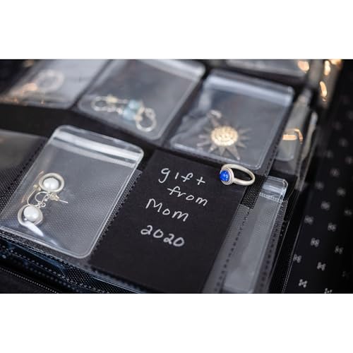 Image of Hibana: Notecards & Pen - 50 Small & 45 Large Black Notecards, Silver Ink Pen, Fits Jewelry Storage Pocket Pages, Document Origin & Value