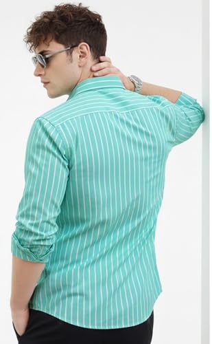 Image of U TURN Men's Casual Printed Striped Stylish Formal Shirt for Men | Cotton Mix 220 GSM