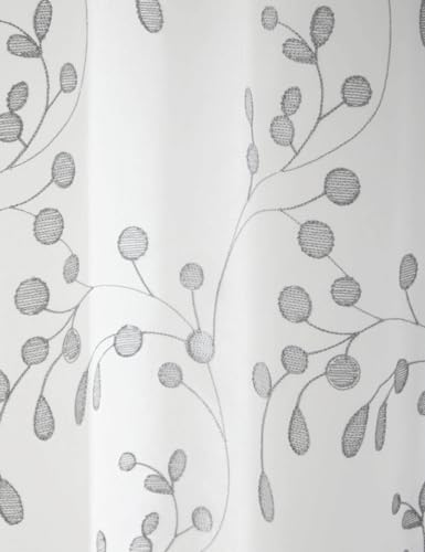 atenas home textile Cortina Torino con olladas Efecto Bordado de salón o Dormitorio, 140 x 265 cm (Gris)