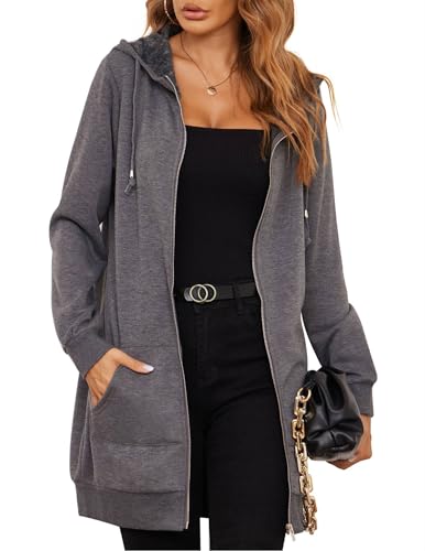 Sweatshirt veste zippée avec poches en couleur unie pour un style chaud et basique