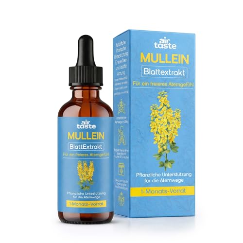 Airtaste Mullein Tropfen mit Königskerze pflanzliche Ergänzung für bewusste Atmung Lungenkraut Extrakt ohne Kapseln natürliche Atemroutine für Alltag & Rauchpause
