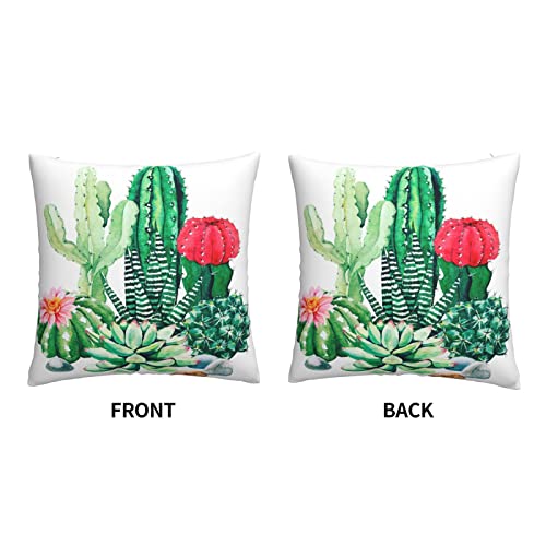 Varun Cactus Throw Pillow Covers Green Plant Cactus Watercolor Red Pink Stone Square Pillowcases For Home Decor Sofa Car Bedroom Pillow Case 18X18Inch #TOP2