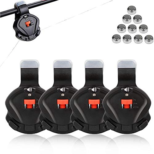 Cooltto 4 Pack Fishing Bite Alarm with Adjustable Sound Volume Knob & Sensitivity