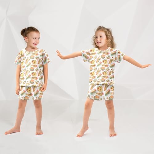 Cute Pizza Hamburger Pajama Set, Short Sleeve Cotton Sleepwear Nightwear4