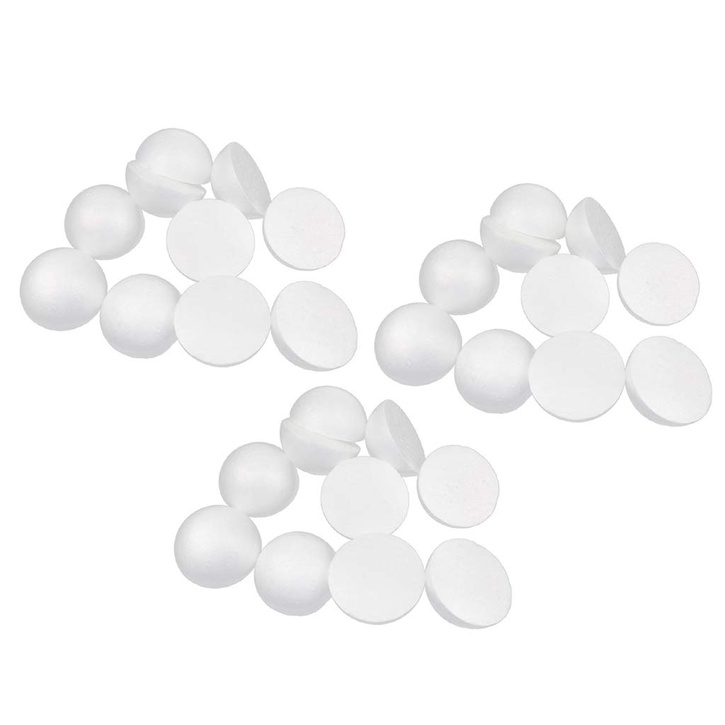 Prettyia Half Round Polystyrene Foam Ball For Wedding, Science Modeling, White, Diameter