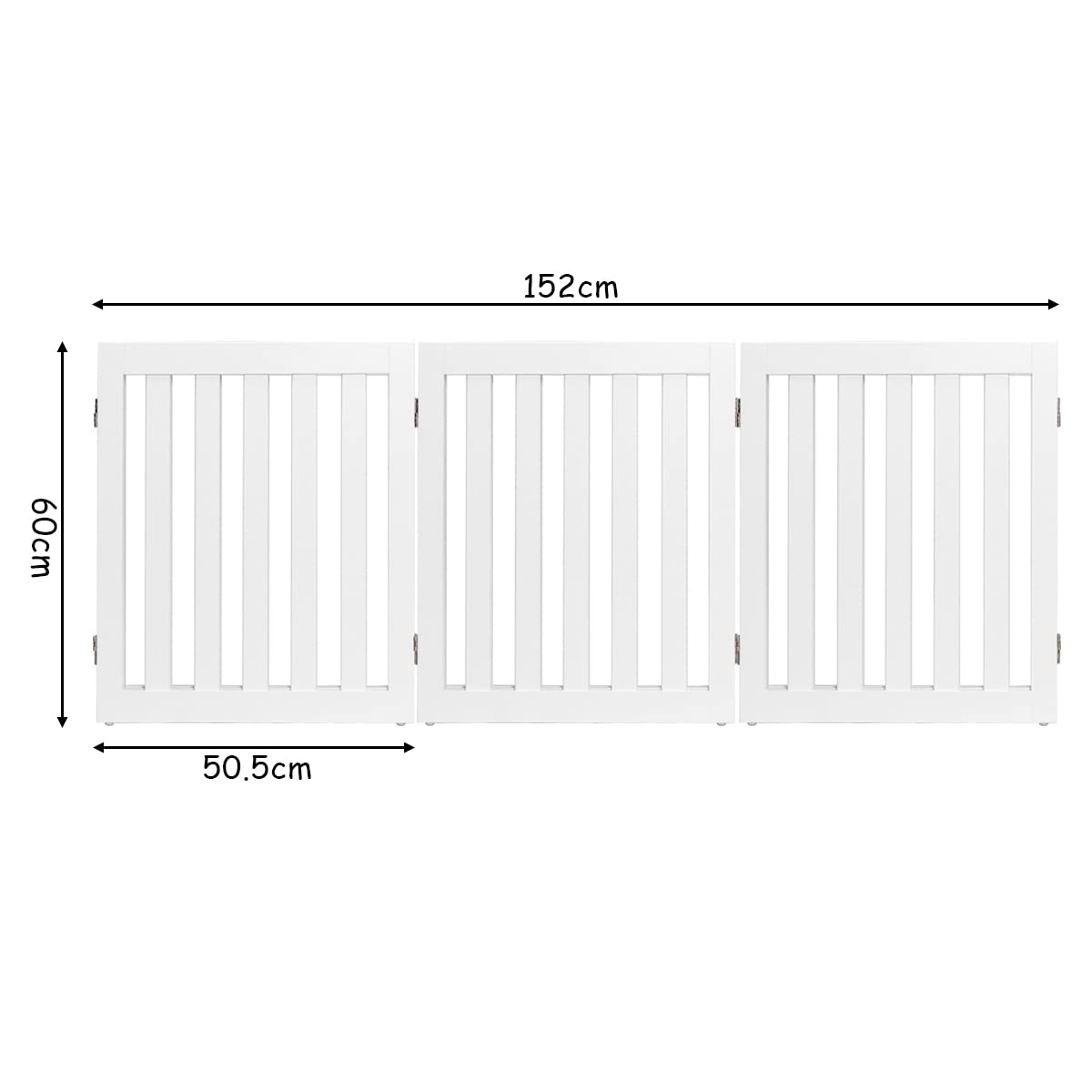 COSTWAY Cerca de Madera Plegable para Mascotas, Cerca para Perros con 4 Paneles y Almohadillas Antideslizantes, Cerca Amplia Giratoria a 360°, Barrera Expandible para Mascota (3 Paneles, Blanco)