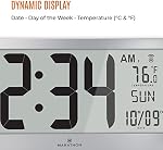 Marathon Slim Jumbo Panoramique Horloge de mur atomique avec date et température intérieure. 6-Inch Nombres, alarme et support de table. Batteries incluses (Graphite Gris)