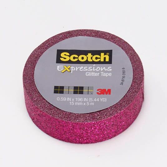 Scotch Expressions Glitter Washi Tape, Arts and Crafts Tape, .59 in x 196 in, Hot Pink Glitter, 6 Rolls - image 2