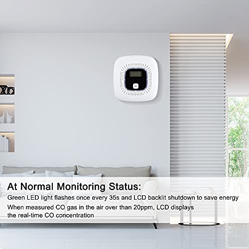 Scondaor Koolmonoxide-alarmdetector met digitaal display, CO-alarmdetector met test/stilte en CO-piekgeheugen… - Afbeelding 5
