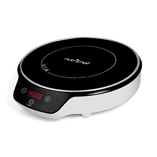 NutriChef Portable Single Induction Cooktop-Electronic Plug-in Flameless Burner Design with Digital Display and Warmer Hot Plate, Auto Shut Off