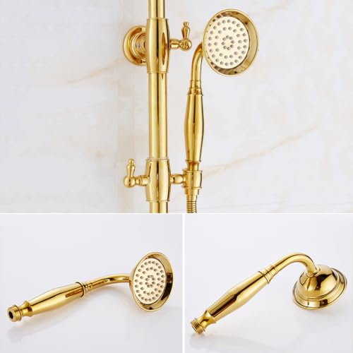 Ensemble de douche rétro or encastrable en laiton pour une salle de bain de luxe - 6