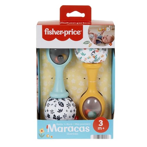 Image of Fisher-Price Rattle 'n Rock Maracas Baby Rattle Sensory Toys for Newborn Babies Ages 3 Months and Older