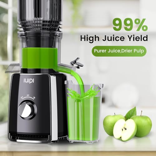 Cold Press Juicer Machines, 5.3" Large Feed Chute Slow Masticating Juicer, 99% Juice Yield, Ultra Quiet, Easy Clean, BPA Free – Ideal Self-Feeding Juicer for Whole Fruits & Vegetables (Black) - Image 4