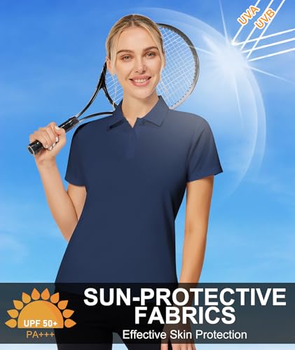 Image of Casei Womens Shorts Sleeve Polo Golf Shirts Quick Dry UPF 50+ Tennis Pickleball Top Collared Casual Work Athletic Shirts