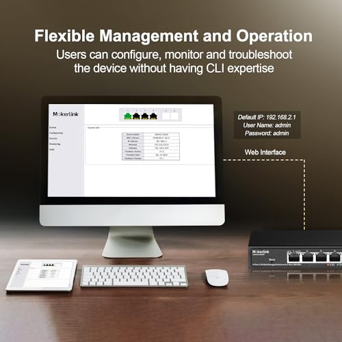 Image of MokerLink 4 Port 2.5G Managed Switch with 2 Port 10G SFP+ Slot, 4 x 2.5Gigabit Base-T Ports Compatible with 10 /100 /1000Mbps, Mini Size Metal Web Managed Fanless Network Switch