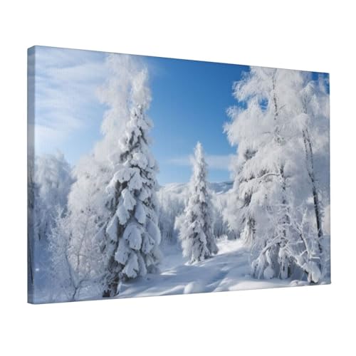 Toile d'arbres d'hiver enneigés pour créer un salon cocooning et relaxant