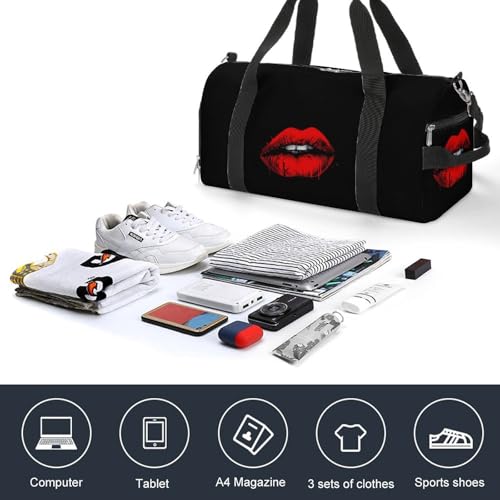 Red Lips Gym Bag Travel Duffel Bag Sports Tote Bag Workout Bag Weekender Bag for Women Men4