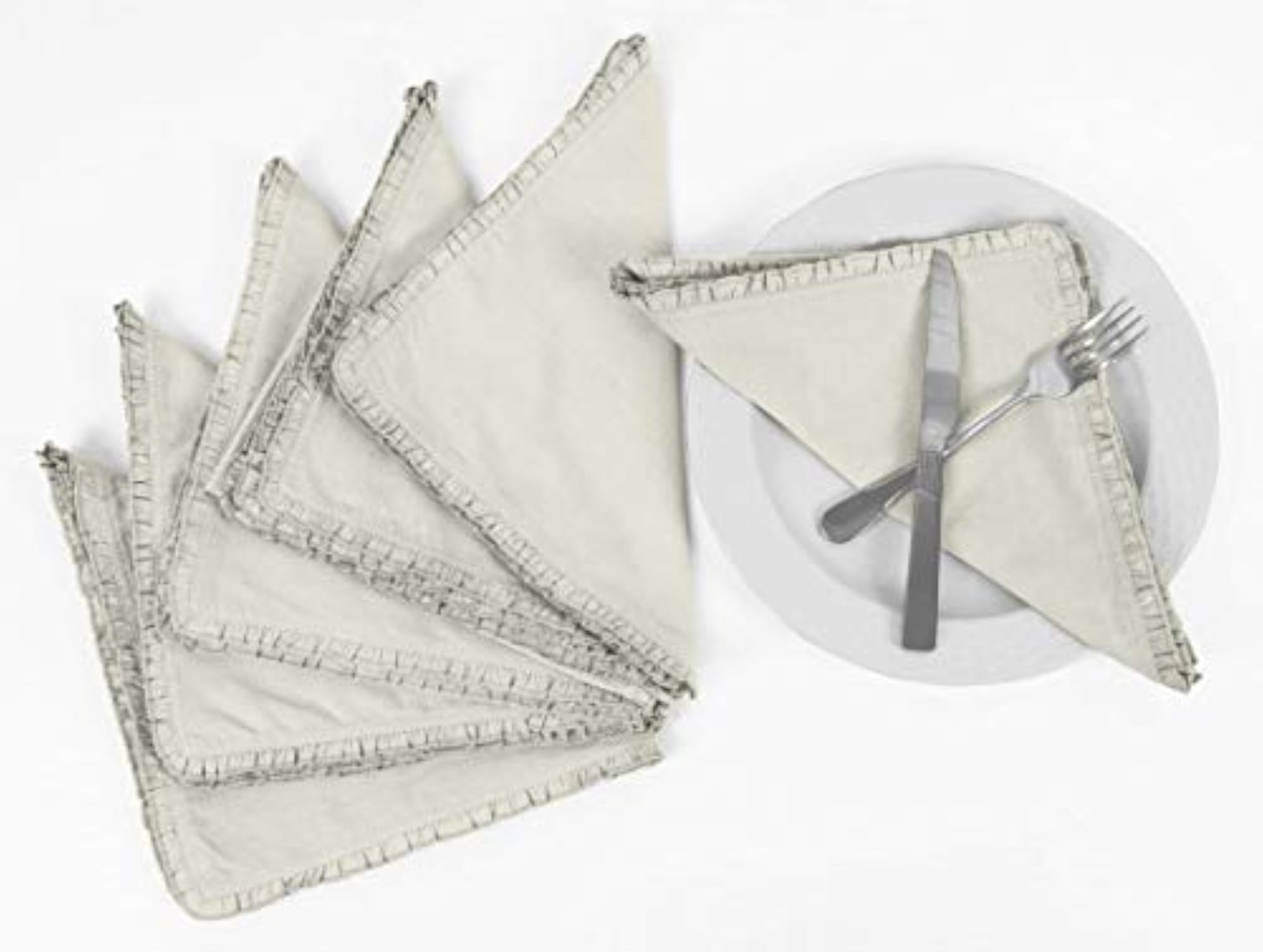 Cream Solid Home Decor Washable Reversible Frill Dining Tablemats