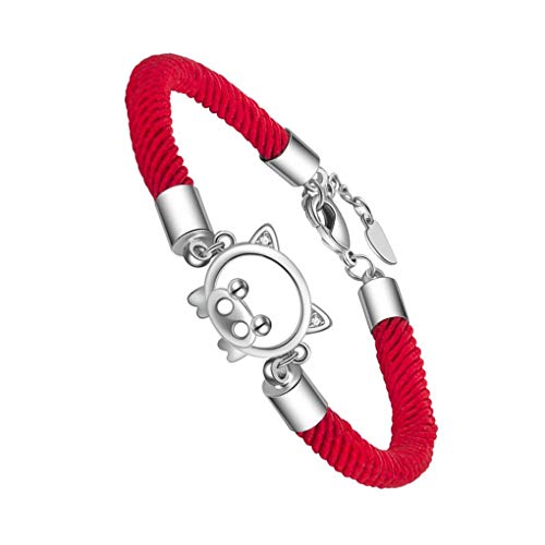 Diamoen Este año del Nacimiento del cordón espinal Lucky Cuerda Hilo Rojo Suerte Mano roja niñas Pulsera Tejida Mujeres Cobre Mano de Animal Cadena